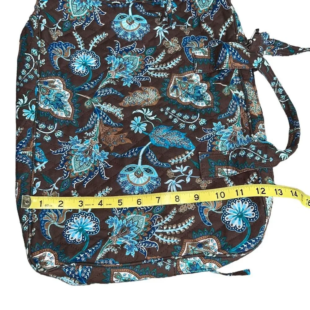Quilted Fabric Floral Laptop Messenger Bag Lightweight School Work Business